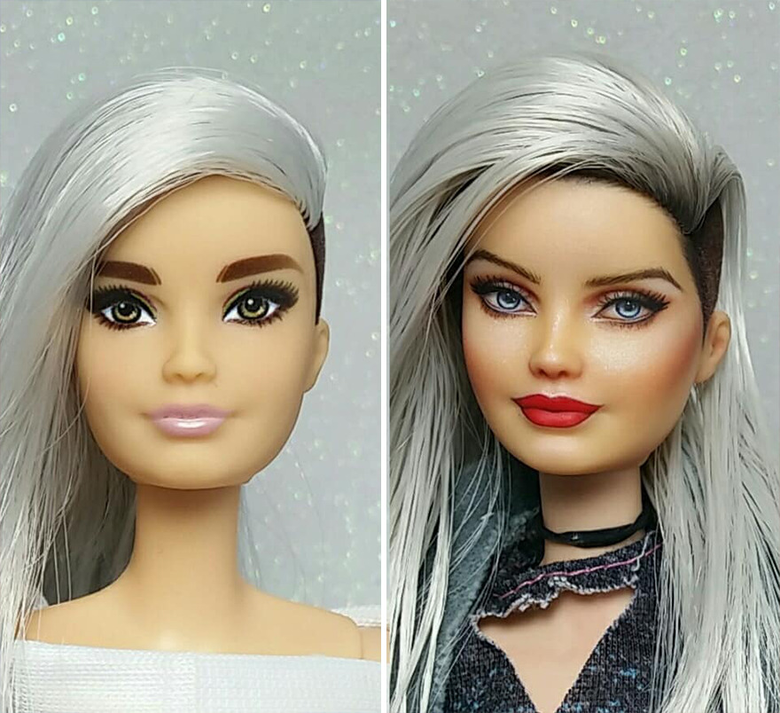 Artist Remakes The Dolls' Makeups To Make Them More Realistic