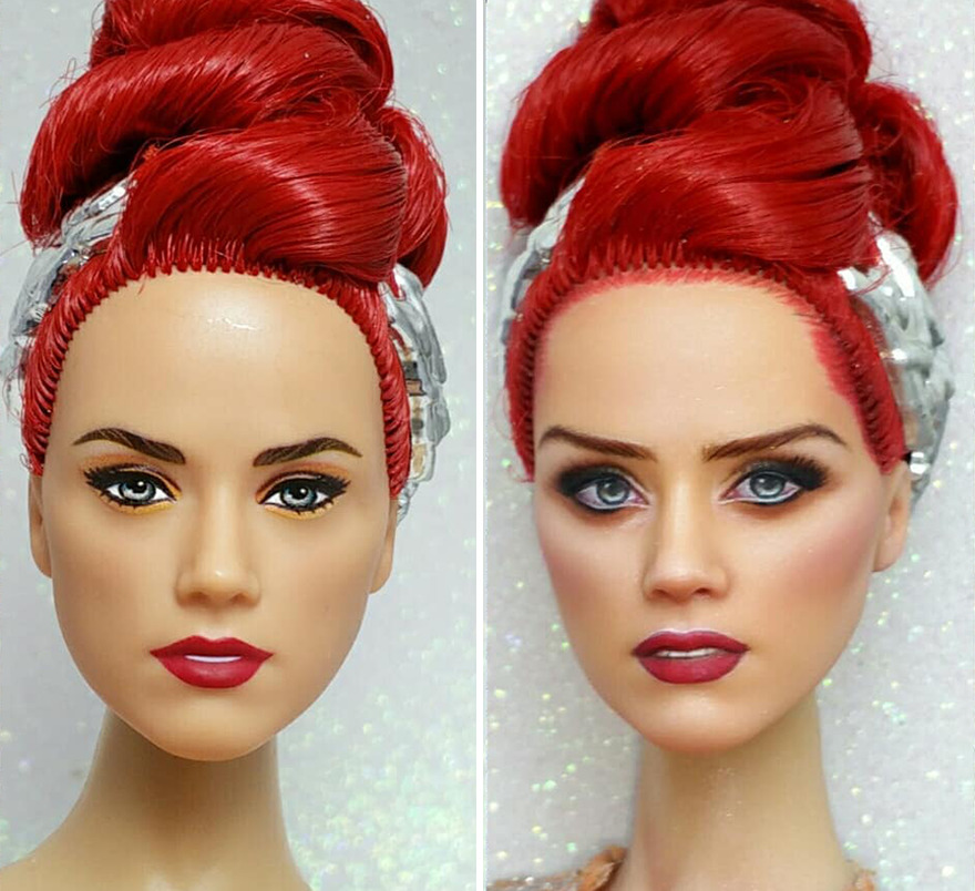 Artist Remakes The Dolls' Makeups To Make Them More Realistic