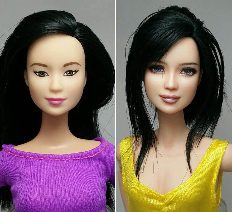 Artist Remakes The Dolls' Makeups To Make Them More Realistic