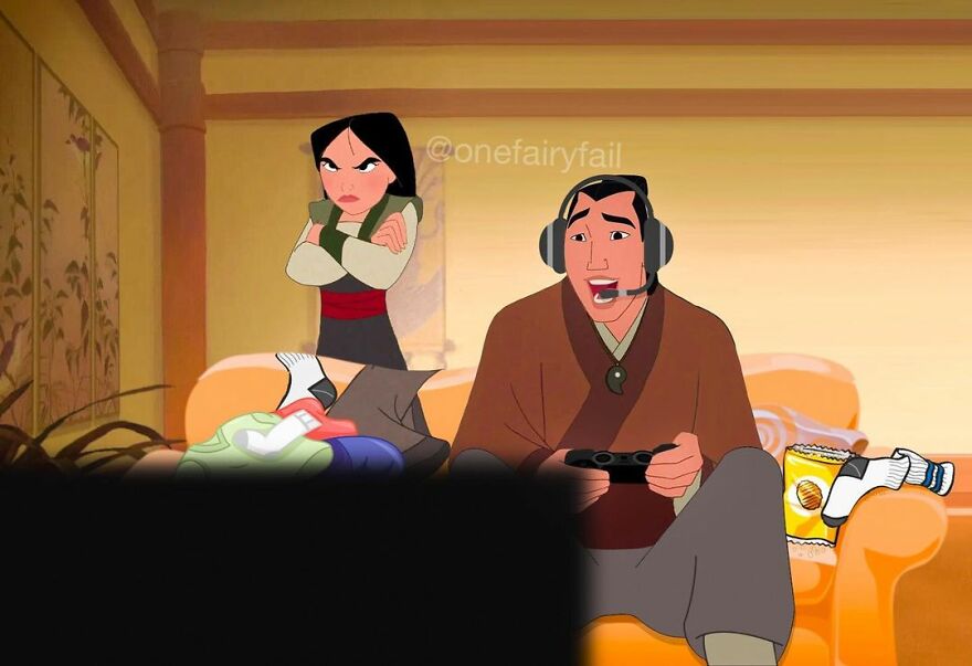 Artist Shows What It Would Be Like If Disney Characters Were "Glued" To Their Cell Phones