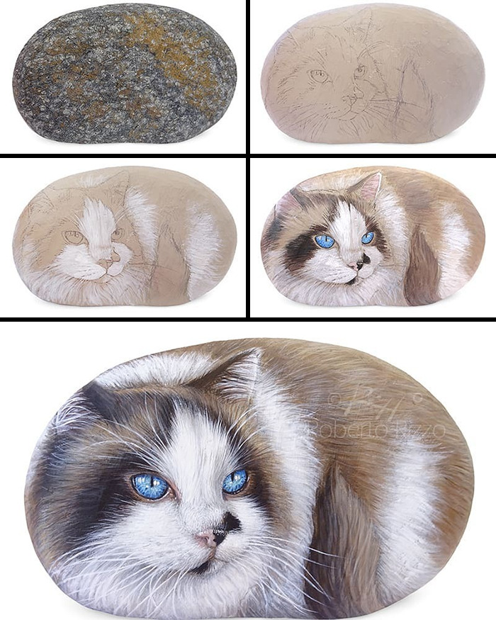 Hand-Painted-Rocks-Stone-Art-Animals-Robertorizzoart