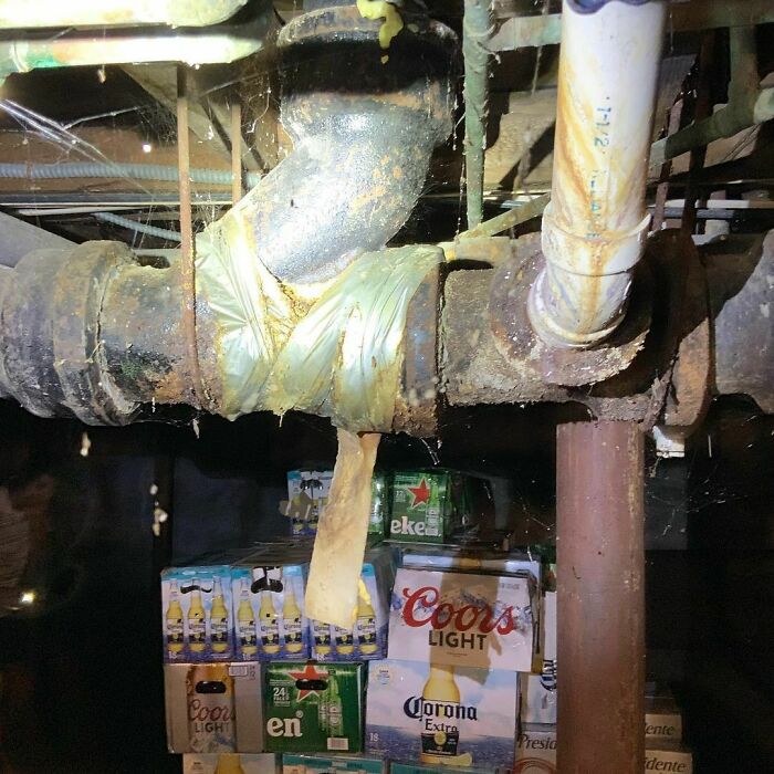 Not As Worried About The Duct Taped Sewer Pipe As I Am About The Amount Of Beer Someone Drinks!