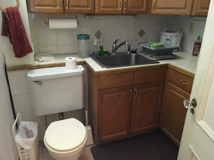 With This Design You Can Multitask. Wash Dishes While You're On The Crapper