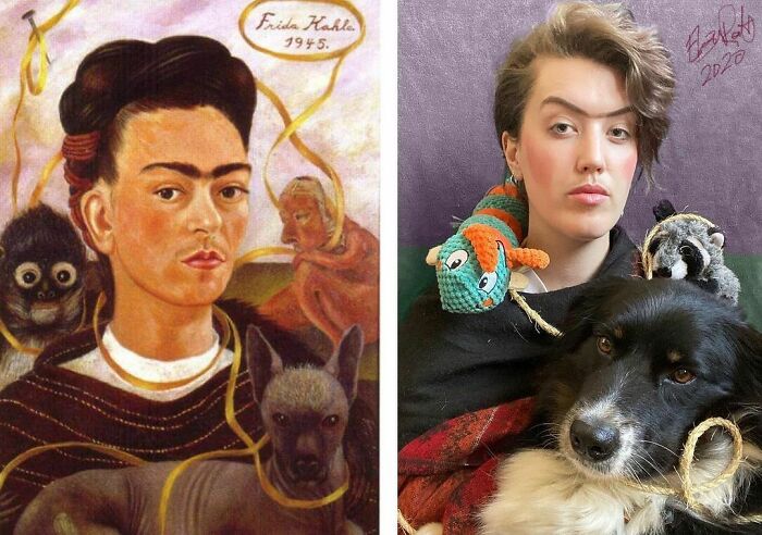 Self Portrait With Small Monkey, 1945
self Portrait With Large Caterpillar, 2020
#betweenartandquarantine #tussenkunstenquarantaine