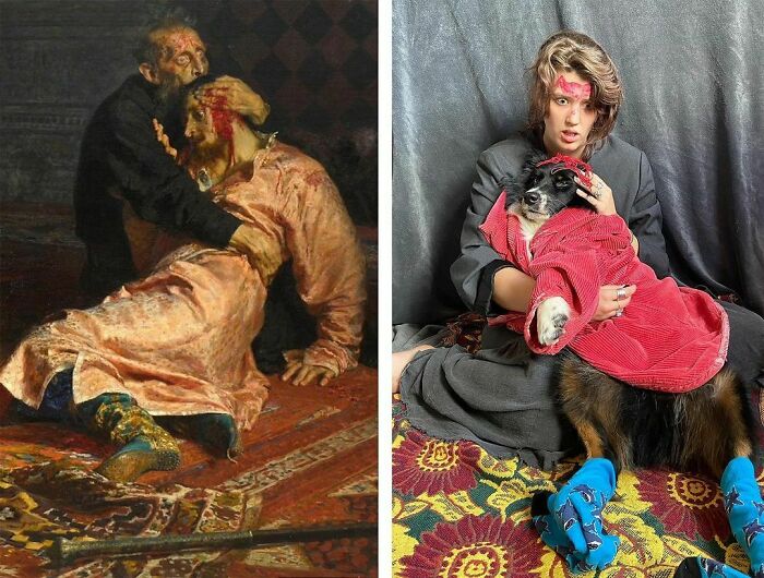 Ivan The Terrible And His Son Ivan, 1885
eliza The Terrible And Her Son Finn, 2020
#tussenkunstenquarantaine #betweenartandquarantine #gettymuseumchallenge