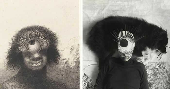 Le Polype Difforme Flottait Sur Les Rivages Sorte De Cyclope Souriant Et Hideux, 1883 By Odilon Redon vs. The Deformed Polyp Floated On The Shores, A Sort Of Smiling And Hideous Cyclops, 2020