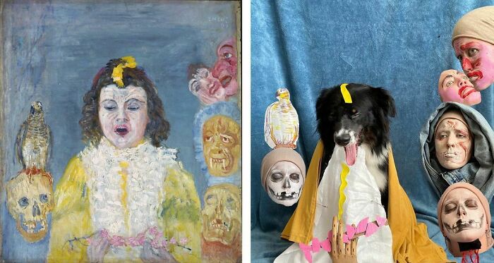 Girl With Masks, 1921 By James Enso vs. Finn With Masks, 2020