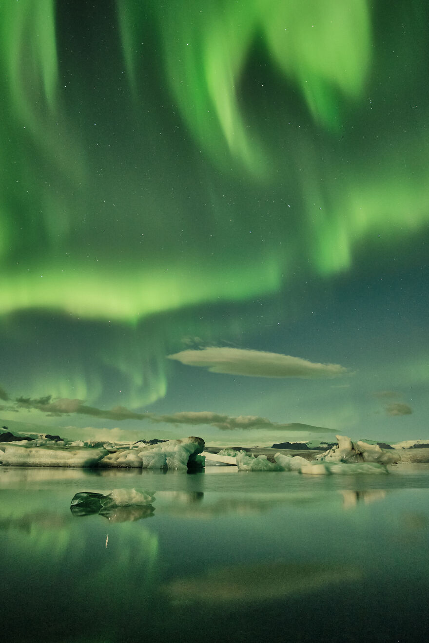 Aurora Borealis Over Jokusarlon