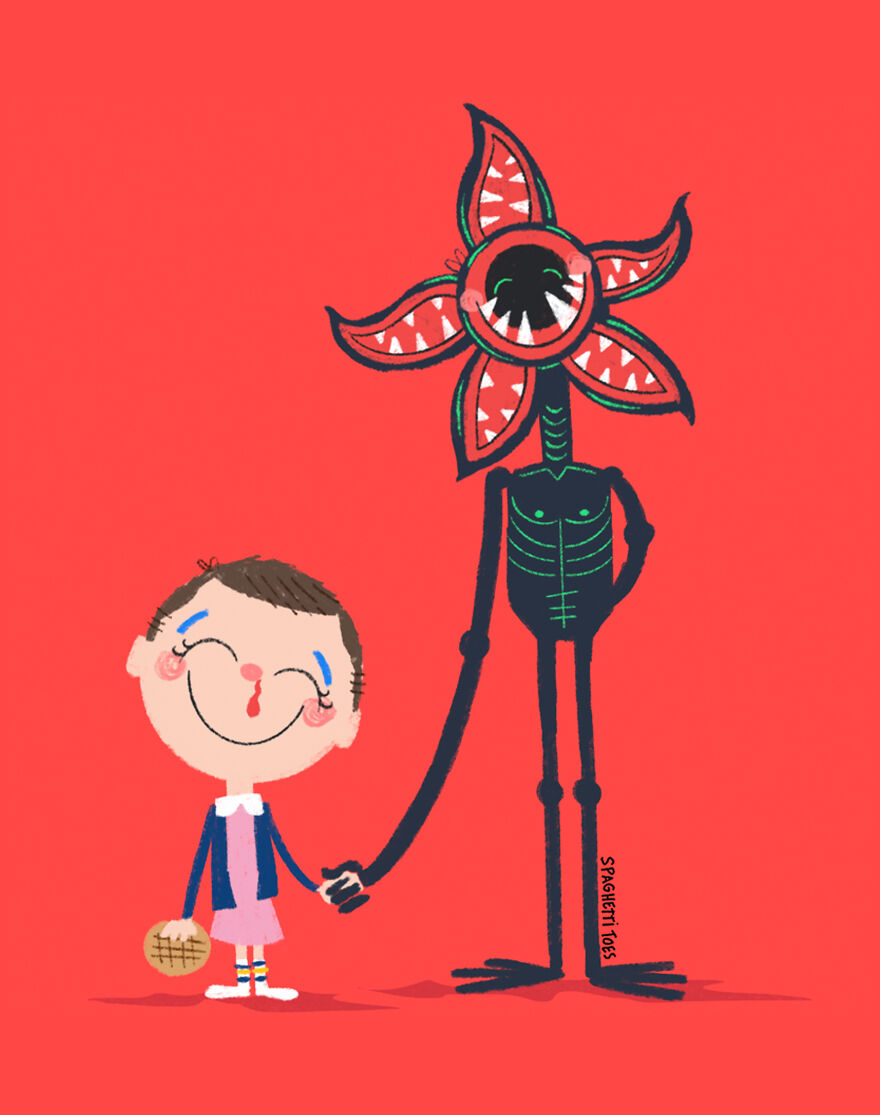 Eleven And The Demogorgon From "Stranger Things"