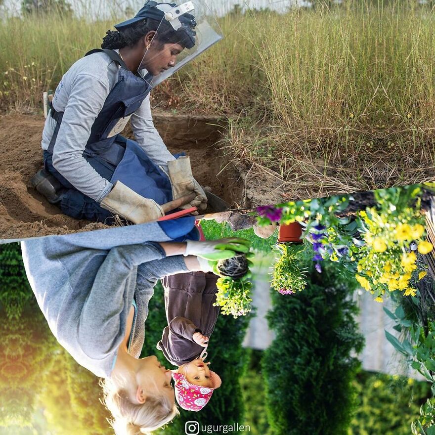 I Show The Contrast Between The Two Worlds That We Currently Live In By Combining Photos