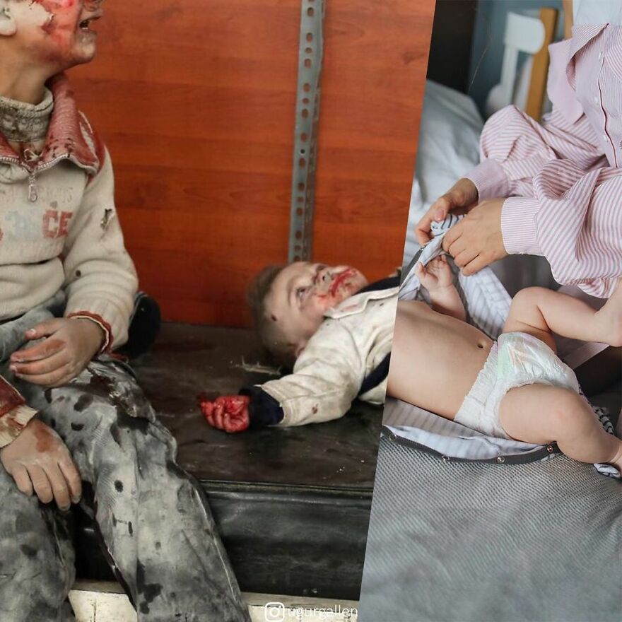 I Show The Contrast Between The Two Worlds That We Currently Live In By Combining Photos