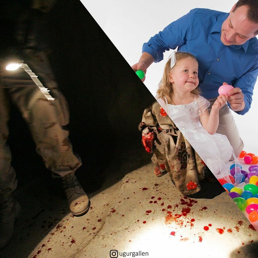 I Show The Contrast Between The Two Worlds That We Currently Live In By Combining Photos