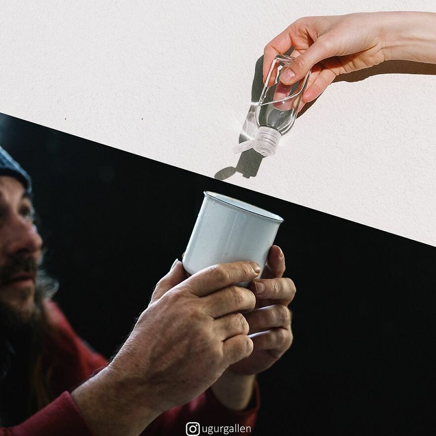 I Show The Contrast Between The Two Worlds That We Currently Live In By Combining Photos