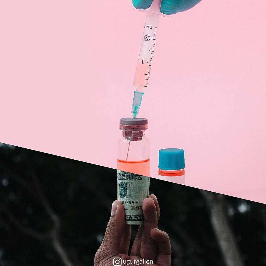 I Show The Contrast Between The Two Worlds That We Currently Live In By Combining Photos