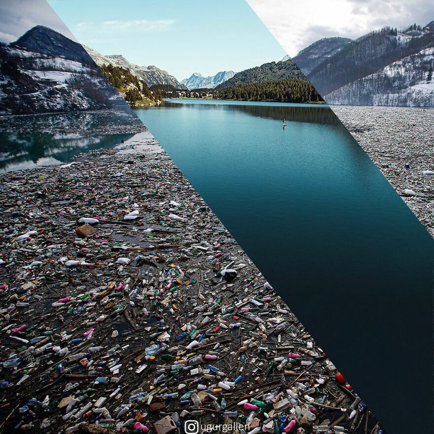 I Show The Contrast Between The Two Worlds That We Currently Live In By Combining Photos