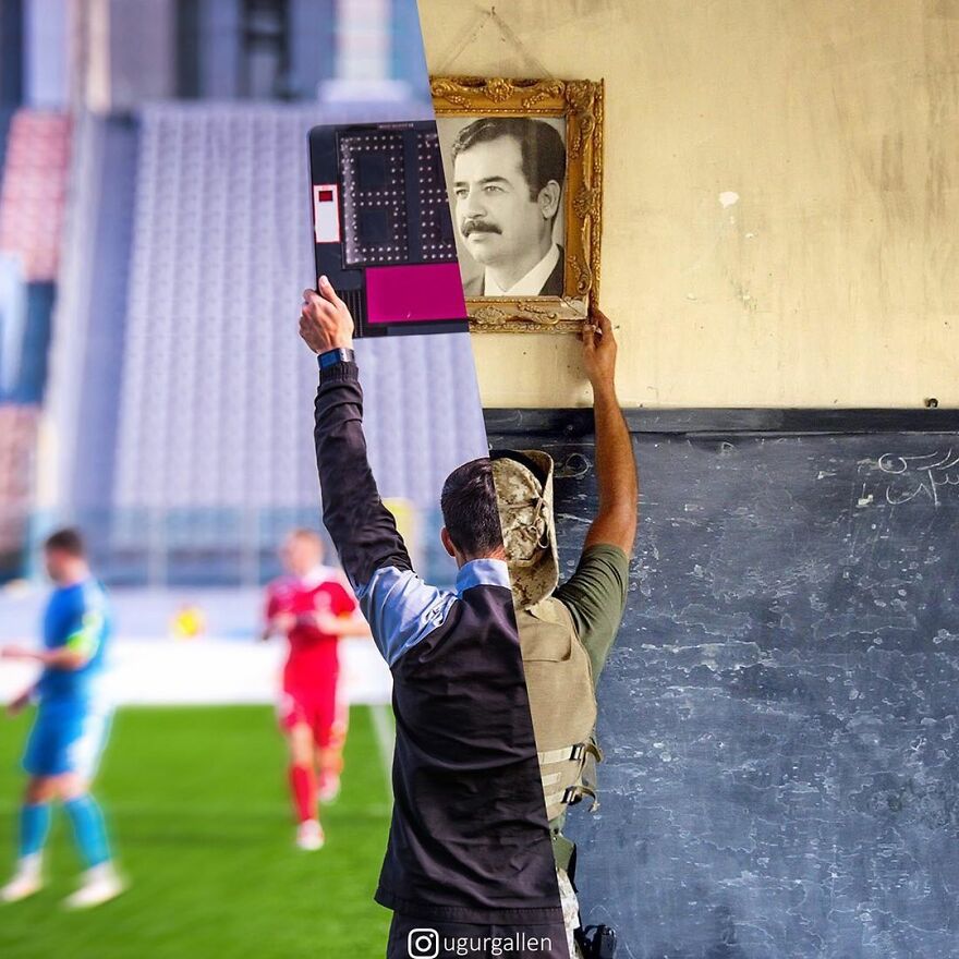 I Show The Contrast Between The Two Worlds That We Currently Live In By Combining Photos