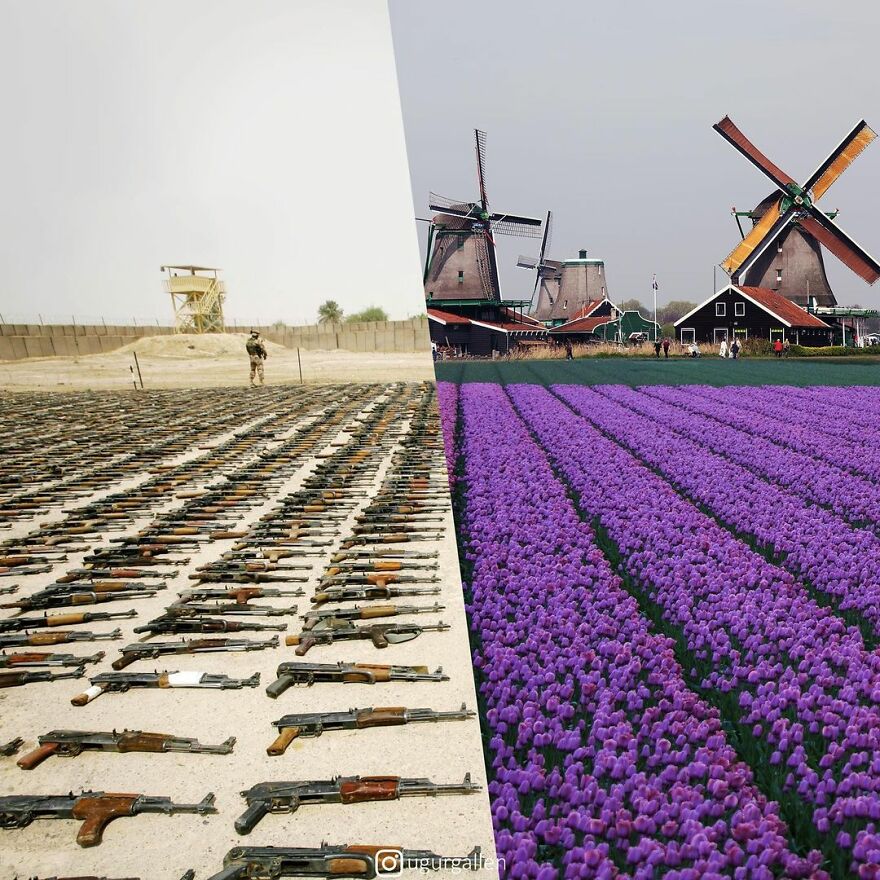 I Show The Contrast Between The Two Worlds That We Currently Live In By Combining Photos