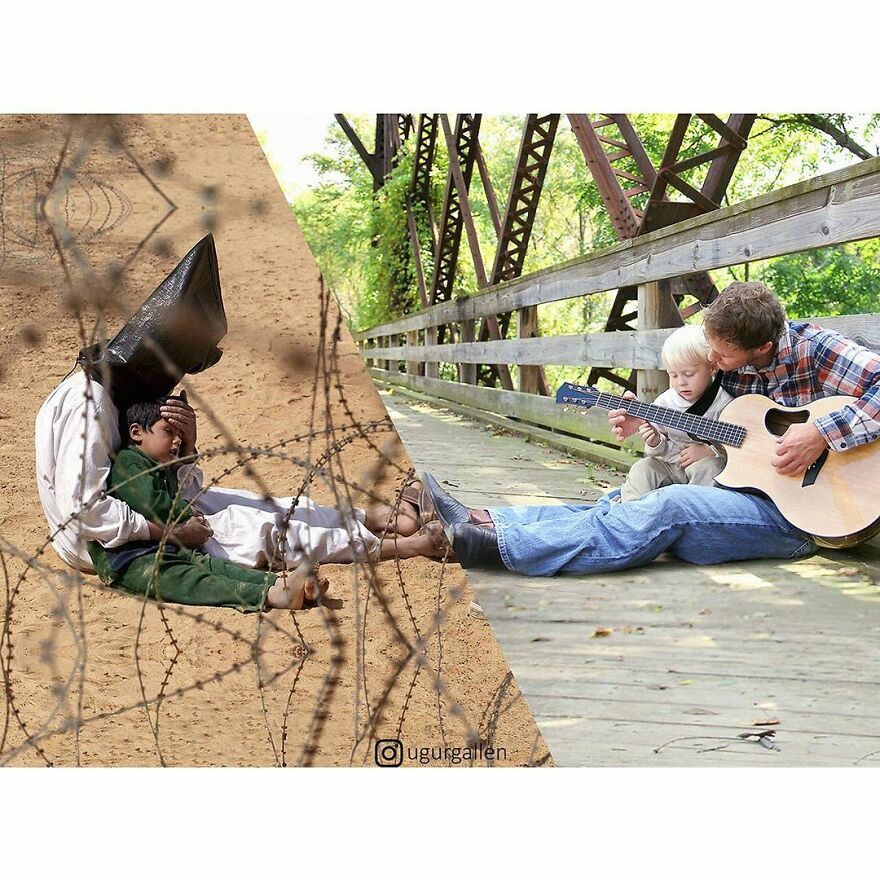 I Show The Contrast Between The Two Worlds That We Currently Live In By Combining Photos