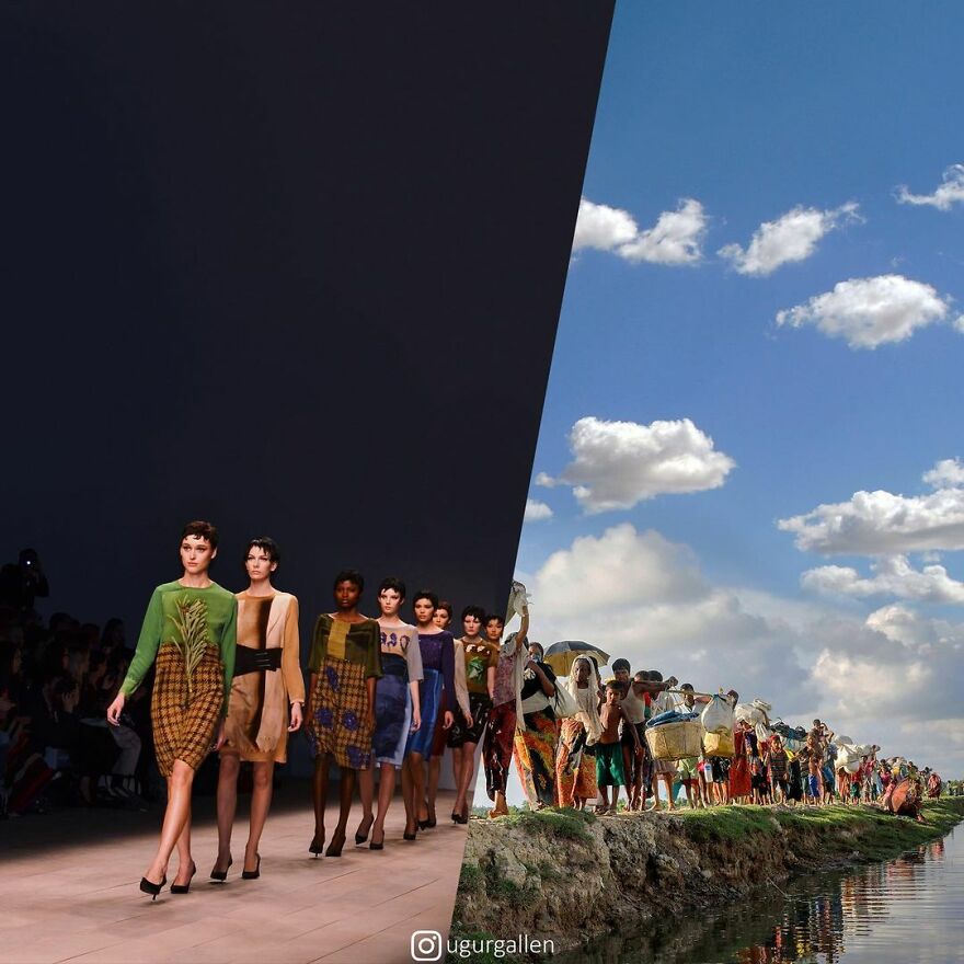 I Show The Contrast Between The Two Worlds That We Currently Live In By Combining Photos