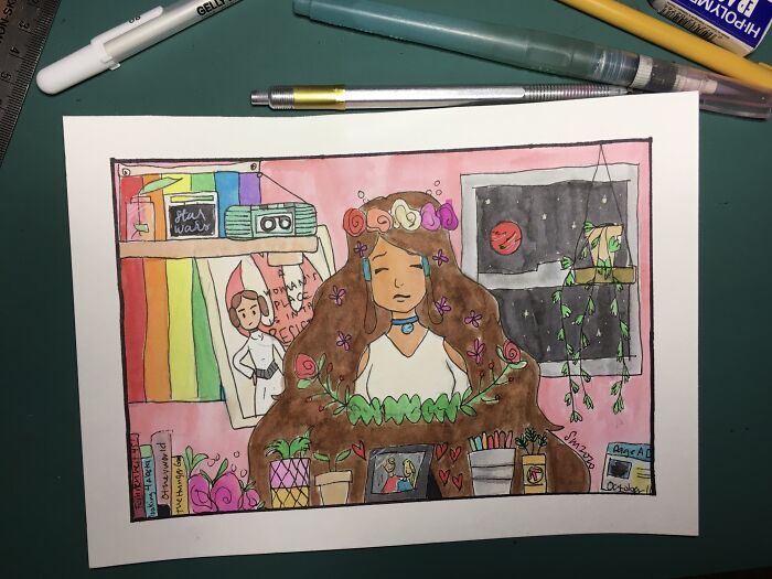 Not Really A Self Portrait... I Just Painted Whatever Came Into My Mind!