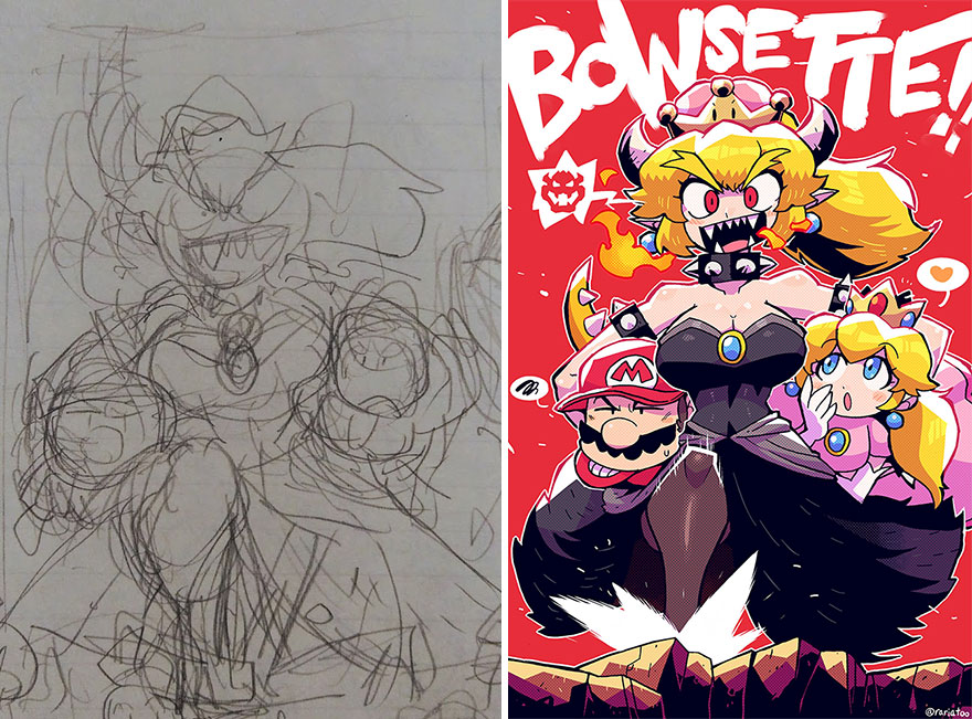 Sketch vs. Final Artwork