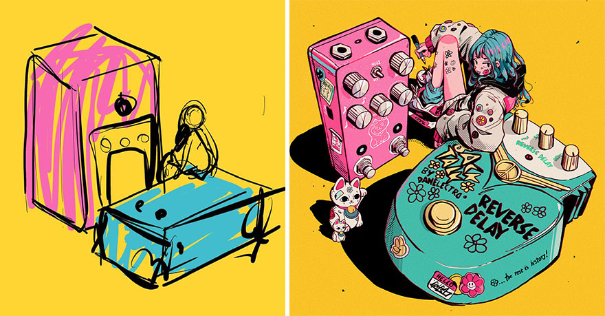 Sketch vs. Final Artwork