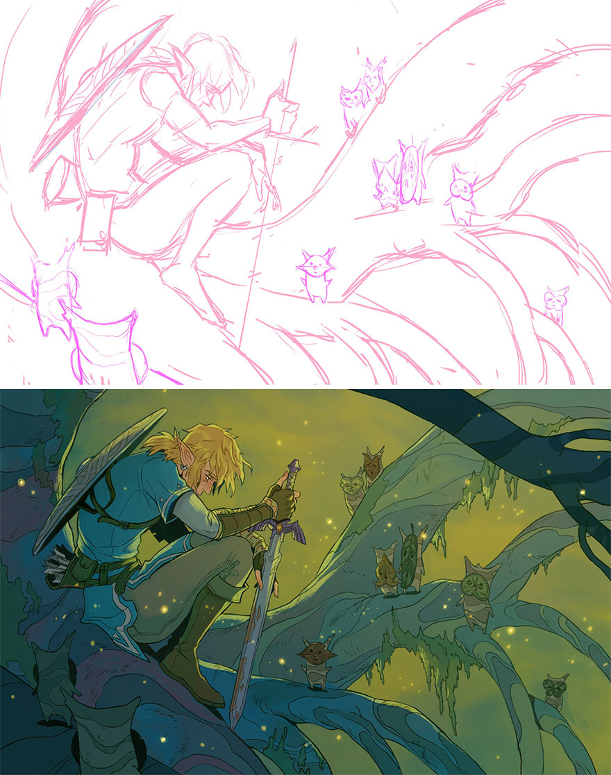Sketch vs. Final Artwork