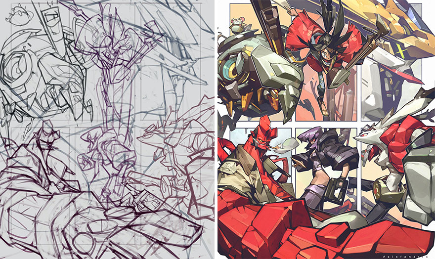 Sketch vs. Final Artwork