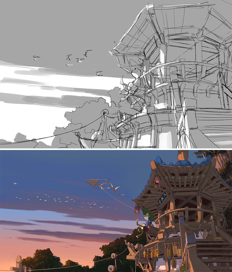 Sketch vs. Final Artwork