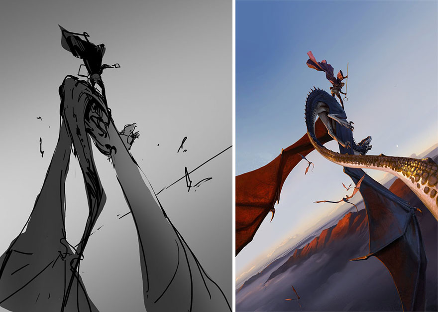 Sketch vs. Final Artwork