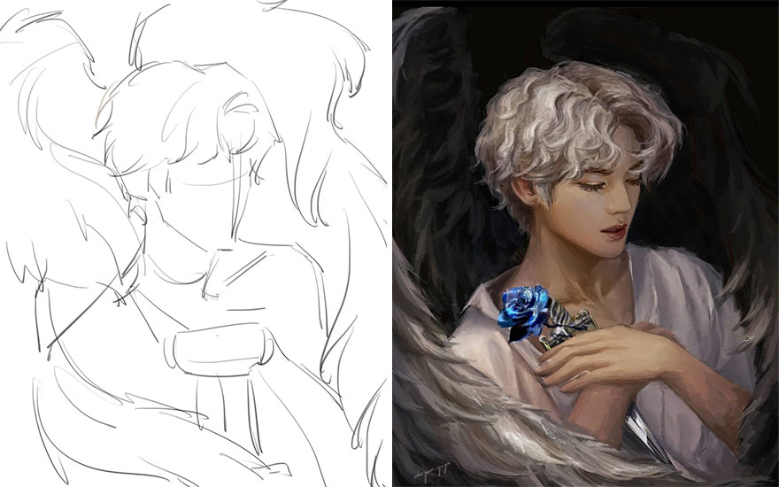 Sketch vs. Final Artwork