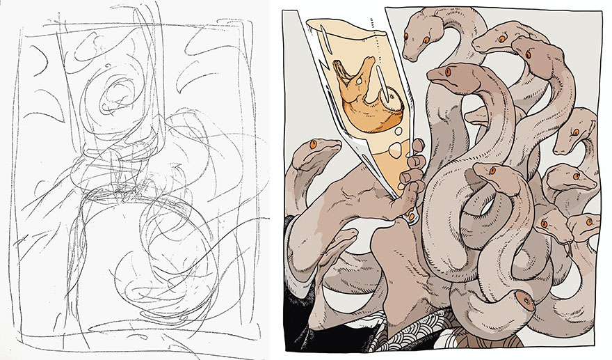 Sketch vs. Final Artwork