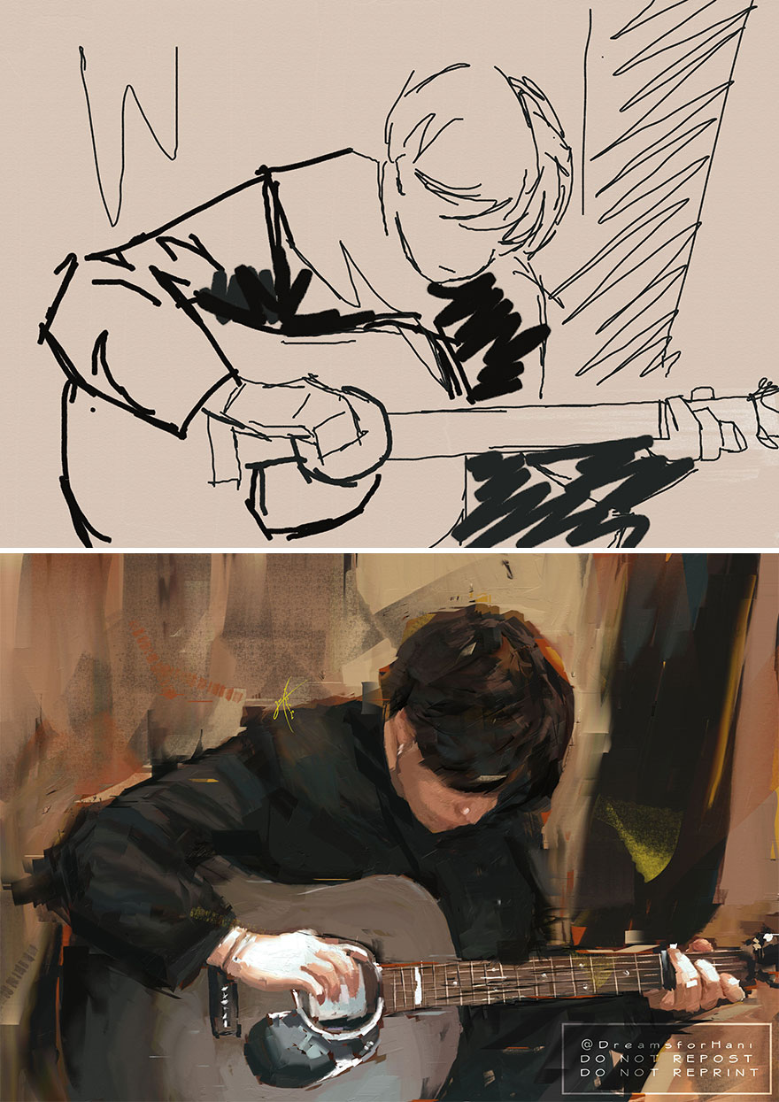 Sketch vs. Final Artwork