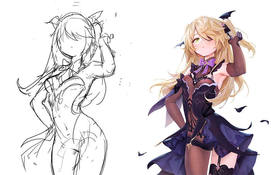 Sketch vs. Final Artwork