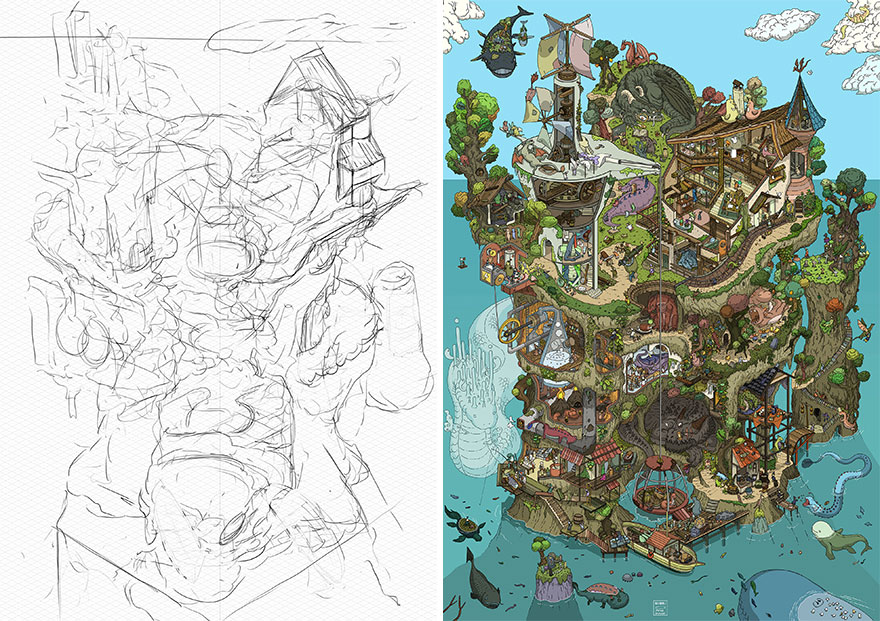 Sketch vs. Final Artwork