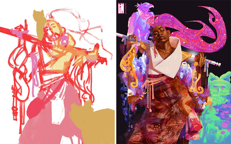 Sketch vs. Final Artwork