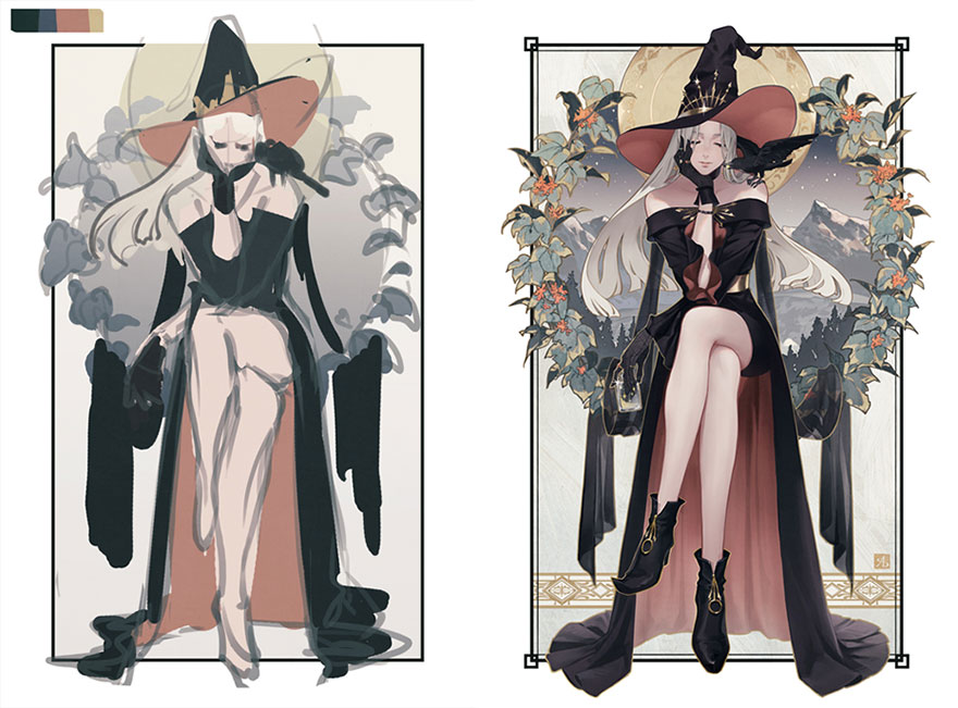 Sketch vs. Final Artwork