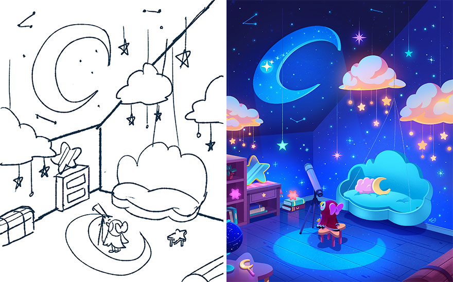 Sketch vs. Final Artwork