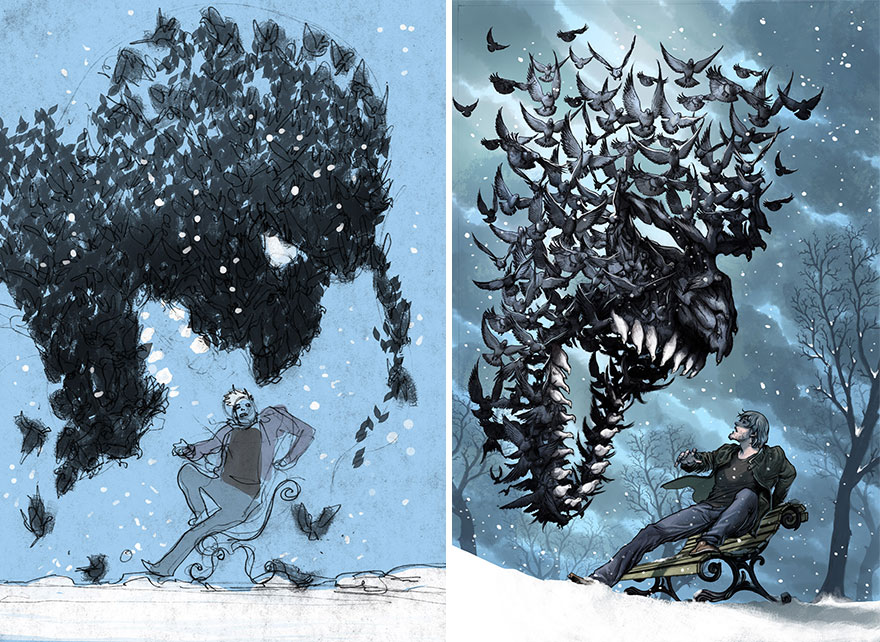 Sketch vs. Final Artwork