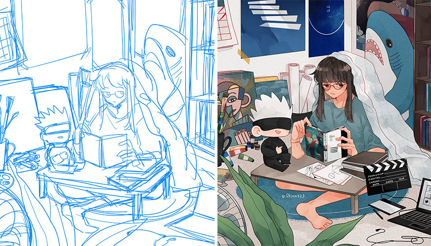 Sketch vs. Final Artwork