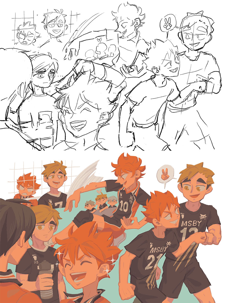 Sketch vs. Final Artwork