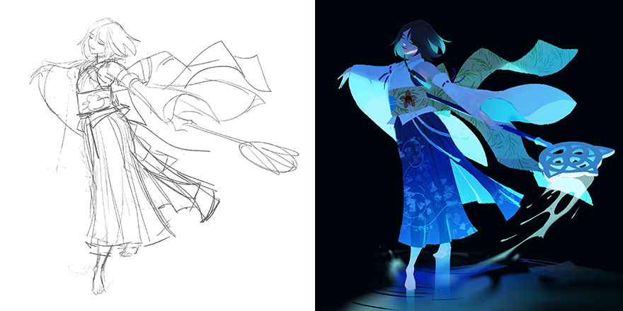 Sketch vs. Final Artwork
