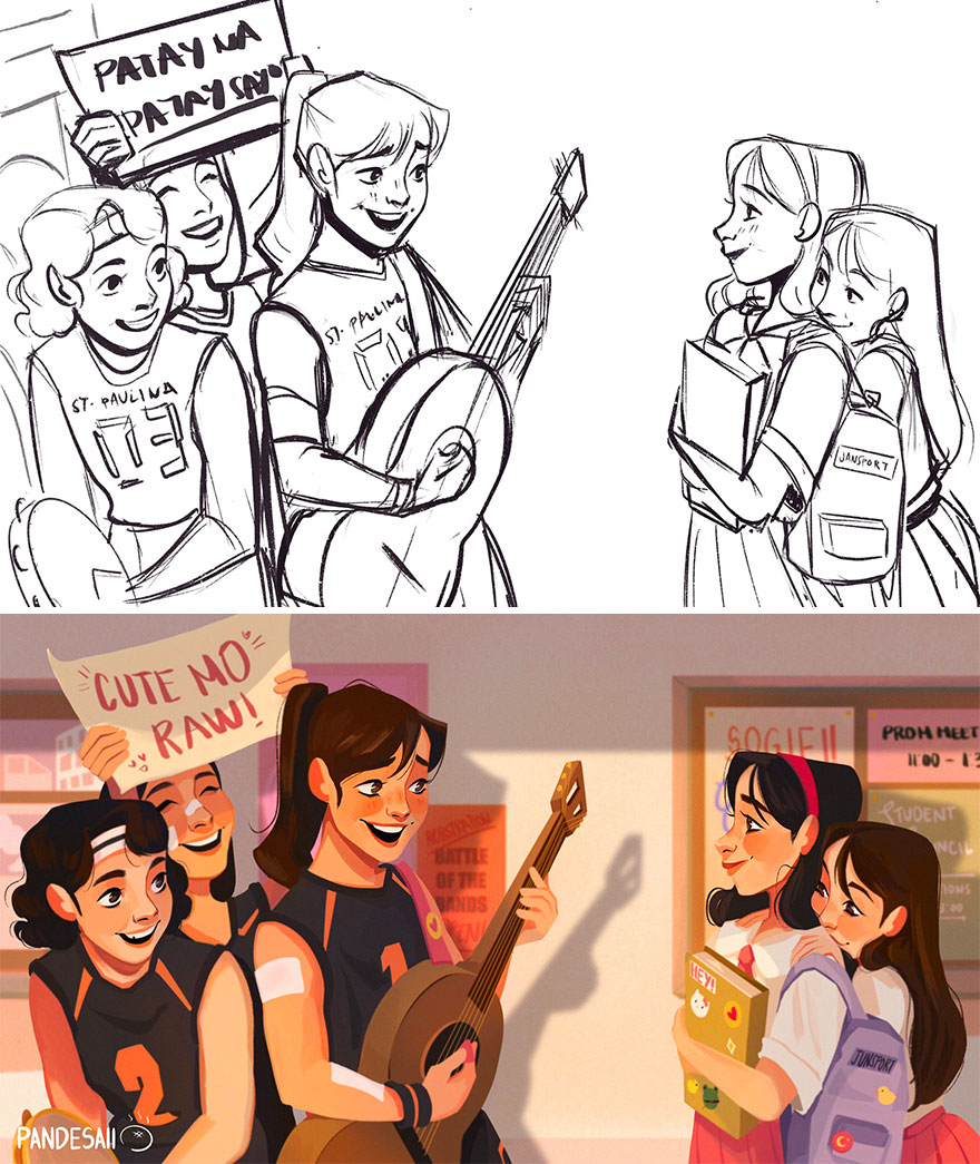 Sketch vs. Final Artwork