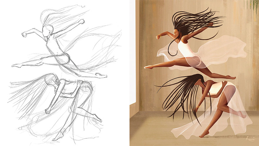 Sketch vs. Final Artwork