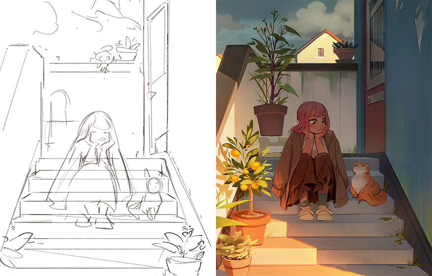 Sketch vs. Final Artwork