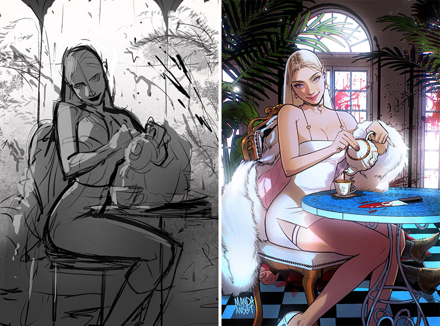 Sketch vs. Final Artwork