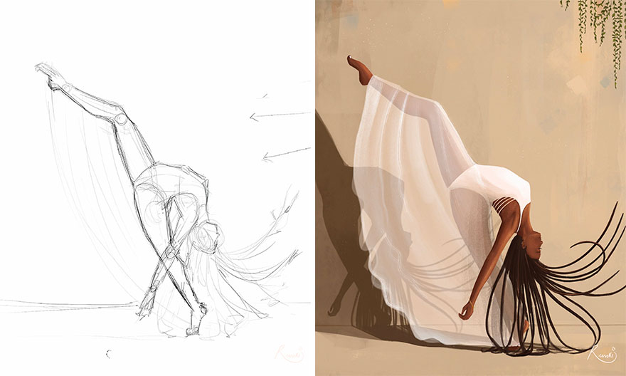 Sketch vs. Final Artwork