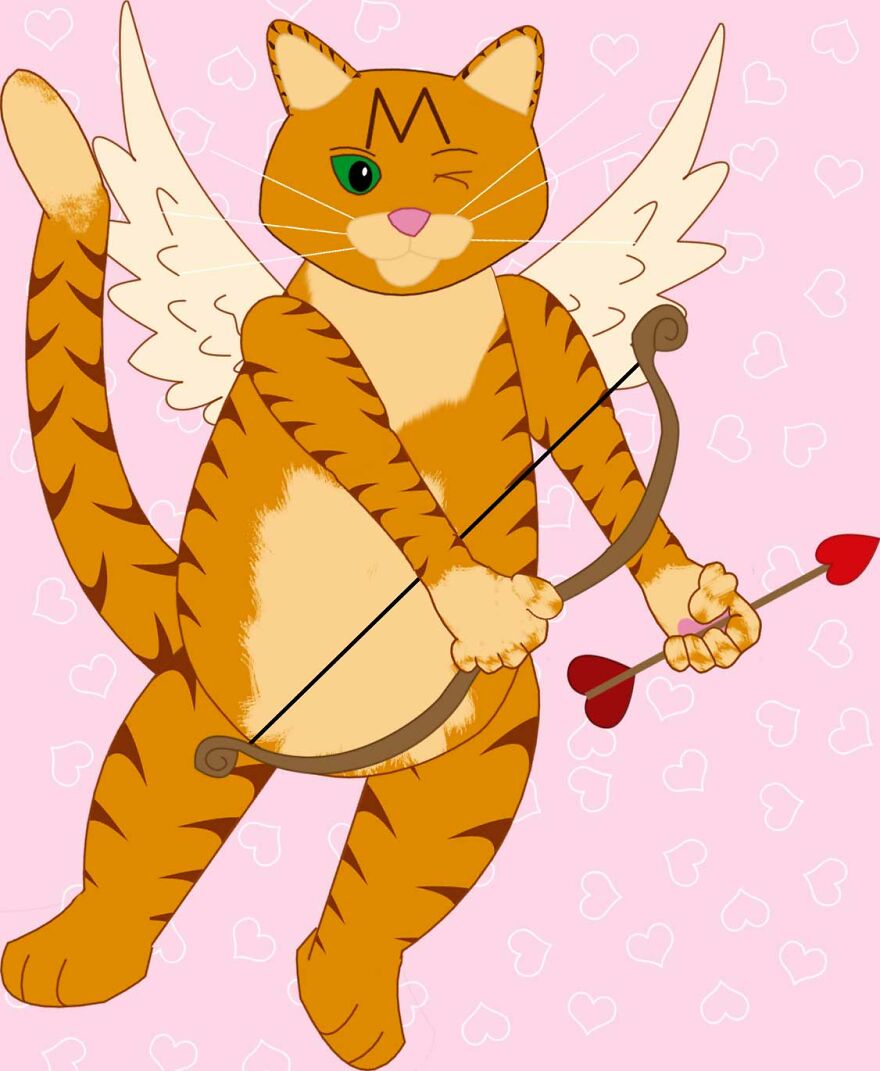 Our Polydactyl Orange Tabby As Cupid