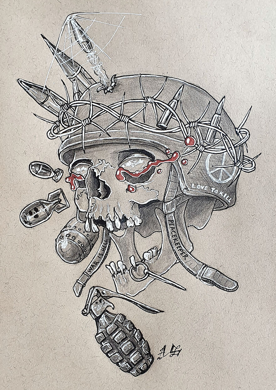 War (Some Symbols Of War/Army With A Barb Wire Crown, Searching For Peace By Making War)