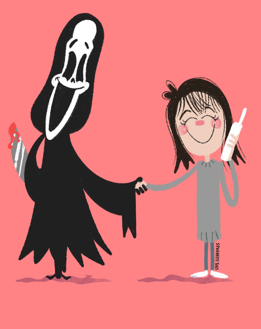 Ghostface And Sidney From "Scream"